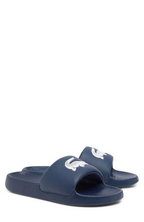 Lacoste Serve Slide Sandal in Navy/White at Nordstrom, Size 10