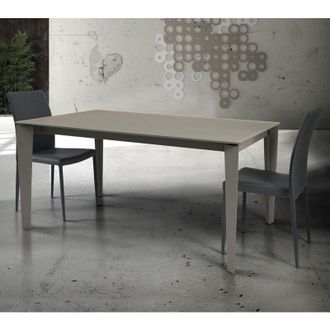 Milani Home BENJAMIN - tavolo da pranzo moderno allungabile in acciaio e vetro da 140