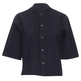 Comme Des Gar&ccedil;ons Comme Des Garcons pinstripe wool boxy baseball shirt