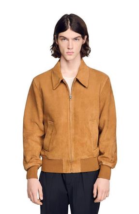 Sandro Goat leather jacket in Cognac at Nordstrom, Size Xx-Large