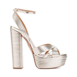 Aquazzura Gold Sundance Plateau Sandals-Donna