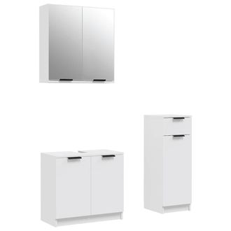 vidaXL Set Di Mobili Da Bagno 3 Pz Bianco In Legno Multistrato - Vidaxl