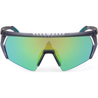 adidas 00mm Shield Sunglasses in Grey/Other /Green Mirror at Nordstrom