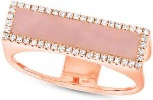 Allurez 0.15ct Diamond & 0.80ct Pink Opal 14k Rose Gold Ladys Ring