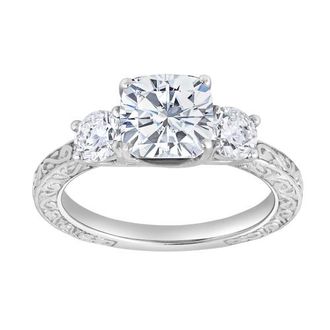 LuvMyJewelry Zarelle 14K Gold 2.65 Ct Cushion Lab Grown Diamond Engagement Ring in 14K White Gold at Nordstrom, Size 7