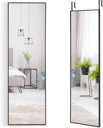 Costway Costway - Specchio Da Parete Lungo, Specchio Da Terra Appendere Con Cornice In Lega Di Alluminio E Ganci, Per Camera Da Letto E Soggiorno, 120 X 37 Cm