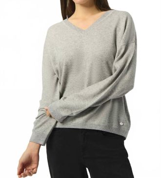 Joseph Ribkoff V Neck Boxy Sweater In Light Grey
