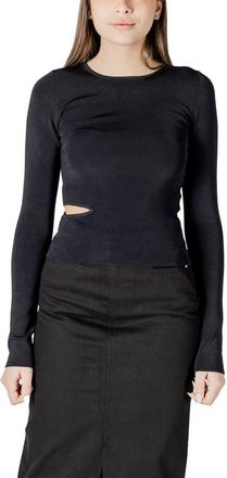 Calvin Klein Jeans Womens Cutout Detail Longsleeve Top - Black Rayon - Size EU 38 (Womens)