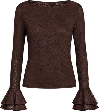 Freebird by Steven Beverly Kant Top - Dames - Blouses & Shirts - Bruin - Maat: XS Leer