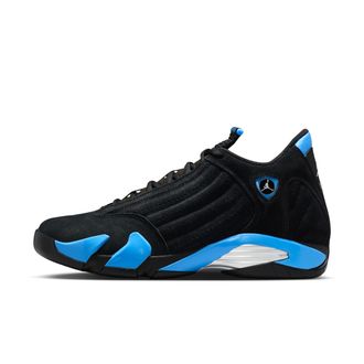 Nike Jordan Mens Air Jordan 14 Retro Black/University Blue Shoes in Black | 487471-007