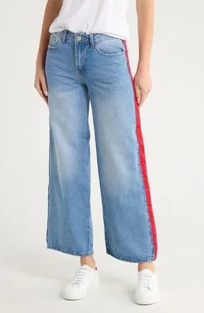 Flying Angel Side Tape Wide Leg Jeans in Medium Light Wash at Nordstrom Rack, Size 13
