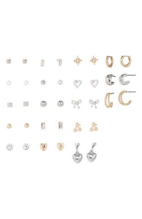 BP. Romantic Set of 18 Earrings in Rhodium- Gold at Nordstrom
