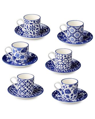 Certified International Madison Set Of 6 Espresso Cups With Saucers