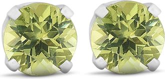 Pompeii3 Peridot Studs 14K White Gold 4mm 1/2ct