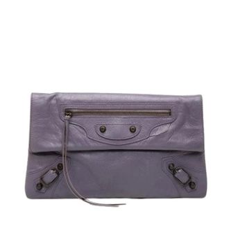 Balenciaga Pre-owned Motocross Envelope Clutch - Dames - Pre-owned - Paars - Maat: ONE Size Leer