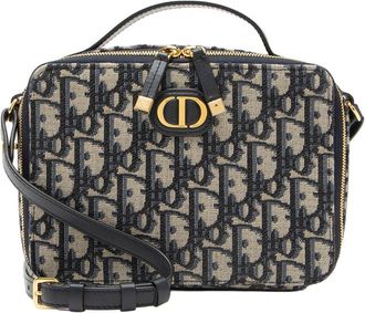 Dior Blue Leather Oblique 30 Montaigne Box Top Handle (Authentic Pre-Loved)