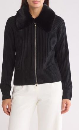 By Design Faux Fur Collared Jacket in Black at Nordstrom Rack, Size X-Small