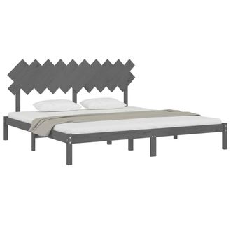 Berkfield Home Beautiful Bed Frame Grey 200x200 cm Solid Wood