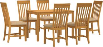 vidaXL Conjunto De Comedor 7 Uds. Beige Madera De Roble S&oacute;lido Vidaxl