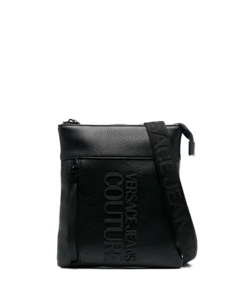 Versace Jeans Couture Messengertas met logo-reli&euml;f - Zwart