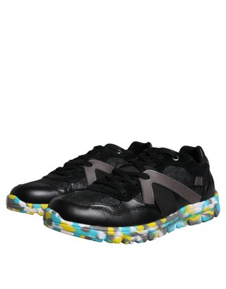 Dolce & Gabbana Black Polyester Low Top Men Sneakers Shoes Calf Pvc Lamb
