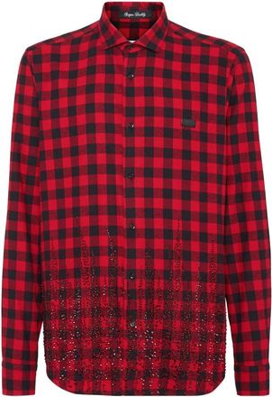 Philipp Plein Shirt Slim Fit Flame - Heren - Casual Overhemden - Rood - XS - Katoen - Overhemden