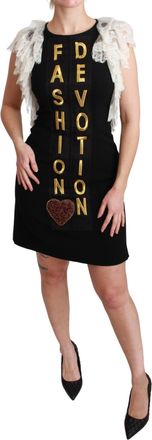 Dolce & Gabbana Dameszwarte Fashion Devotion Sheath Mini-jurk