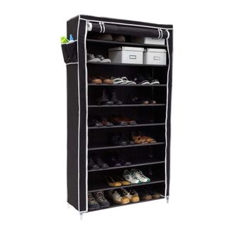 Relaxdays Relaxdays - 2 Zapateros, 161x88x30 Cm, Armario Vertical, Estanter&iacute;a, 45 Pares De Zapatos, 10 Pisos, Cubierta Con Cremallera, Negro