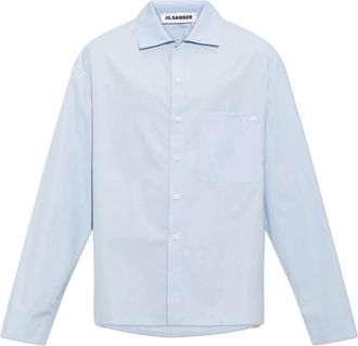 Jil Sander Pocket Shirt - Heren - Zakelijke Overhemden - Blauw - 2XL - Katoen - Overhemden