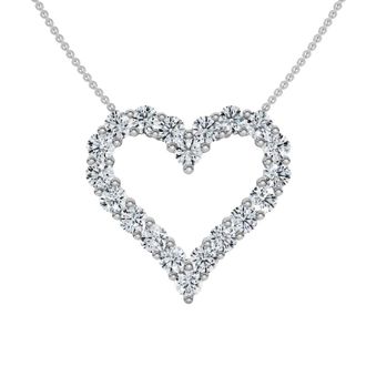 Pompeii3 2Ct Diamond Heart Pendant 10k Gold Lab Grown 7/8 Tall Necklace