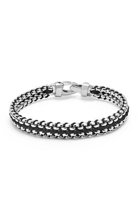 Nialaya Woven Box Chain Bracelet in Black/silver at Nordstrom, Size 6.75