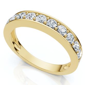 Pompeii3 4/10Ct Channel & Prong Set Half Eternity Wedding Band 14k Gold Lab Grown