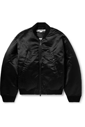 Acne Studios Oliev Logo-Embroidered Padded Satin Bomber Jacket