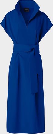 Akris Short-Sleeve Belted Midi Shirtdress