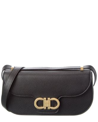 Ferragamo Gancini Double Leather Shoulder Bag
