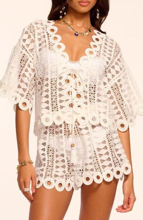 Ramy Brook Dottie Embroidered Cover-Up Top in White Cotton at Nordstrom, Size X-Large