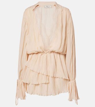 Blumarine Lace-trimmed pliss&eacute; georgette minidress