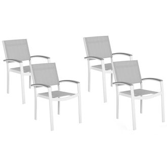 Beliani Beliani - Conjunto De 4 Sillas De Jard&iacute;n Con Estructura De Aluminio Gris Y Blanco Resistente A La Intemperie Pereta