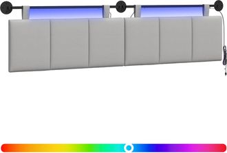 vidaXL Cabecero Colgante Con Luz Led Gris Nube Tela Vidaxl
