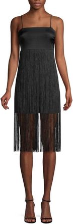 Ramy Brook Rikki Fringe Trim Mini Cocktail Dress In Black