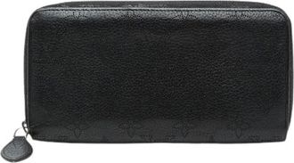 Louis Vuitton Pre-owned Wallets, female, Black, Size: ONE SIZE Pre-owned Monogram Mahina Leather Long Wallet