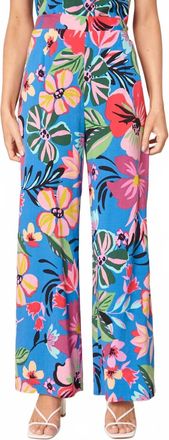 Sugarlips Inez Floral Wide Leg Pants In Blue