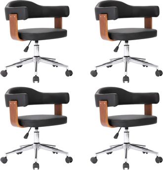 vidaXL Sillas De Comedor 4 Uds Madera Curvada Y Cuero Sint&eacute;tico Vidaxl