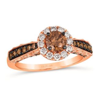 Le Vian Ladies Chocolate Diamonds Solitaire Rings set in 14K Strawberry Gold