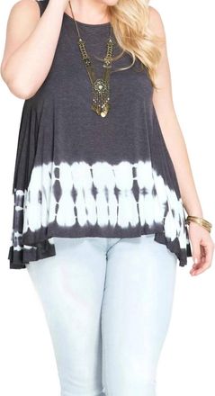 She + Sky Tie Dye Sleeveless Tank - Plus In Charcoal