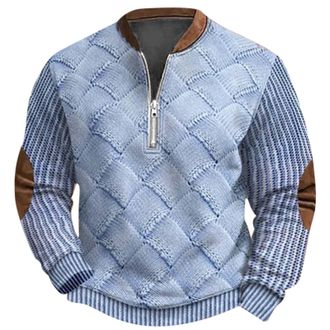 Generic Sweatshirt Mens Half Zip, Pullover Mens V-Neck Thermal Long Sleeve Shirt Elegant Slim Fit Knitted Jumper Mens Sweatshirt Comfortable Sweater Mens Jump