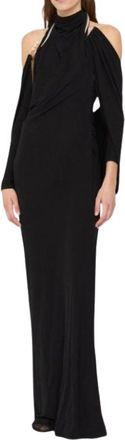 CHRISTOPHER ESBER Black Jersey Levitate Longsleeve Halter Dress Size S