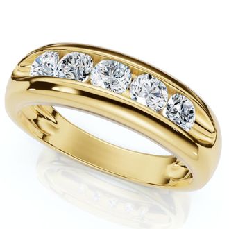 Pompeii3 3/4Ct Mens Diamond 5-Stone Wedding Ring Channel Set 10k Gold Lab Grown