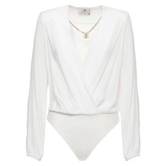 Elisabetta Franchi Body, female, White, Size: M Viscose Body Shirt