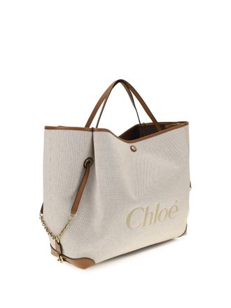 Chlo&eacute; Womens Large Carry Tote Bag Clay Brown Cotton Shoulder